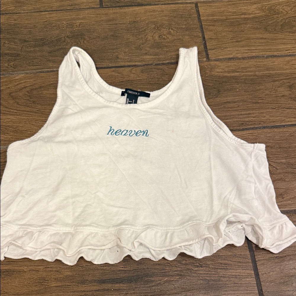Forever 21 White Ruffle Crop Top